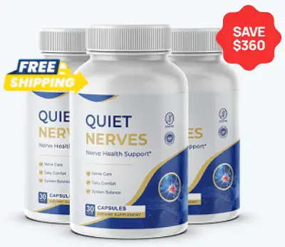 Bottle of Quiet Nerves nerve support formula, 60 capsules